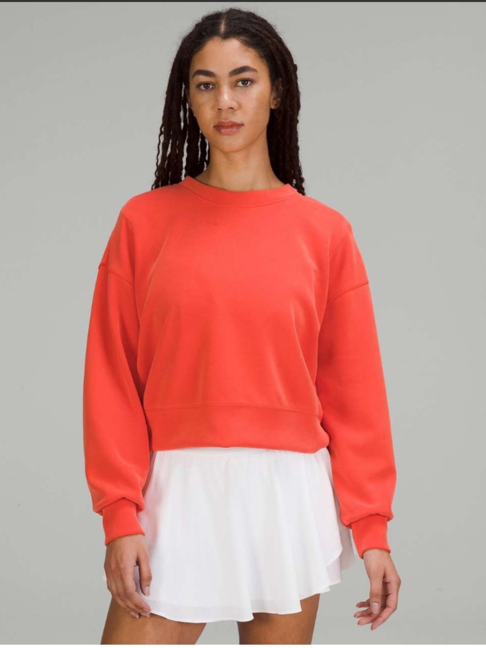 LULULEMON Softstreme Perfectly Oversized Cropped Crew in Solar Orange sz 2
